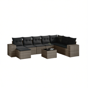 Conjunto de sofás de jardín de ratán, muebles de exterior para 6 personas, diseño contemporáneo, gris y gris oscuro - Product Image 1