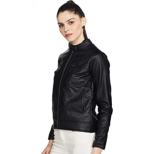 Veste en cuir véritable pour femme, style mode, vêtement d'extérieur, veste en cuir noir véritable souple pour les voyages décontractés et le quotidien - Product Image 4