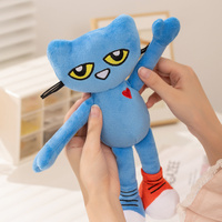 Peluche personnalisée OEM ODM, chat bleu de dessin animé avec guitare, design personnalisé, peluche douce pour enfant, cadeau pour enfant
