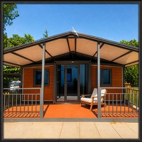 Maison modulaire préfabriquée complète avec véranda, salle de bain et cuisine pour usage en location de villégiature en extérieur