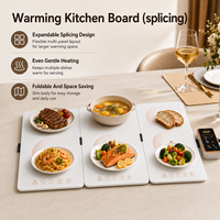 Plateau chauffant extensible à trois panneaux, blanc, électrique, télécommandé, à chauffage uniforme, en verre trempé, pour les repas en famille