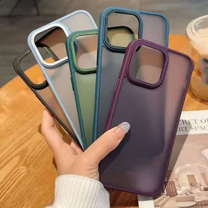 Silicone Bumper Matte PC Back Cover for iPhone 15 pro max Protective Phone Case for iPhone 14 13 12 11 pro max