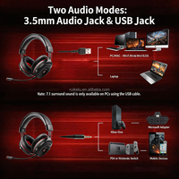 Auriculares EKSA E900Pro con Cable USB/3.5mm, Over-Ear, ENC, para Uso Diario/Música/PC/Juegos, Hifi 3D 7.1 Estéreo, con Micrófono