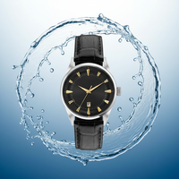 Montre noire pour homme, boîtier en alliage de zinc argenté, bracelet en cuir de 22 mm, mouvement à quartz, résistance à l'eau de 10 m, marque japonaise Citizen
