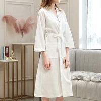 Meilleur peignoir de luxe en coton gaufré pour femmes et hommes avec ceinture Peignoirs d'hôtel pour la maison