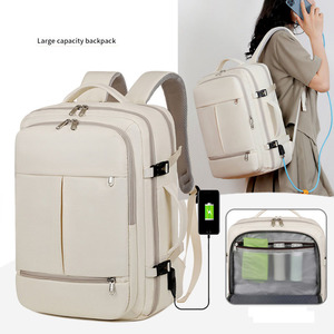 Sac à dos d'ordinateur Oxford léger et grande capacité personnalisé pour femmes et hommes, sac à dos de voyage d'affaires à courte distance avec port USB - Product Image 1