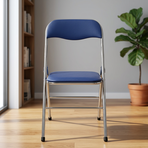 Minimalist Foldable Pu Leather Low-<b>Back</b> Stainless Steel Office <b>Chair</b> - Product Image 2
