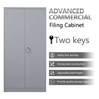 Armoire de rangement en métal avec 2 portes et 4 étagères, armoire de rangement en acier verrouillable pour bureau, garage, entrepôt