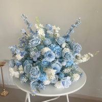 Boules de fleurs artificielles les plus populaires, roses rouges et blanches réalistes, centres de table de mariage et décoration de fond