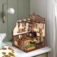 Kit de maison miniature éducatif DIY 2025 – Puzzles en bois écologiques – Kit de maison de poupée miniature DIY style café