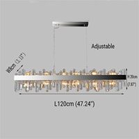Lustre en cristal Îlot de cuisine Lampe suspendue moderne Salle à manger Lumière argentée