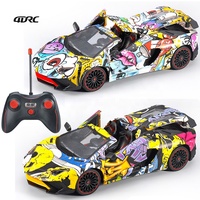 Voiture télécommandée 4DRC à l'échelle 1:12, modèle graffiti, portes ouvrantes, 5 canaux, véhicule de course électrique haute vitesse, 27 MHz, jouets de voiture RC