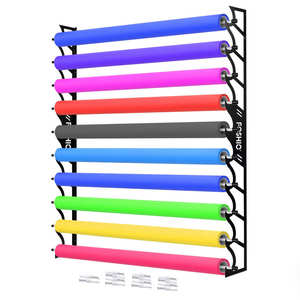 Foshio حامل لفافات فينيل معدني يثبت على الحائط بـ 10 فتحات لتخزين وعرض رولات تغليف السيارات - Product Image 1