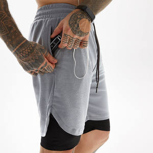กางเกงออกกำลังกายผู้ชายแบบทอสองชั้น สำหรับฟิตเนส วิ่ง ซับเหงื่อ แบบมีเชือกผูกเอว - Product Image 4