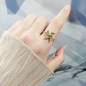 Micro Pave Zircon Rotating Windmill Open <b>Adjustable</b> <b>Rings</b> Copper Gold Plated Anxiety Prevention Relief Jewelry For Women - Product Image 3