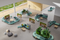 Modulares öffentliches Lounge-Sofa mit geraden und geschwungenen Modulen für Bürogebäude, Ausstellungshallen, Wartebereiche und kommerzielle Projekte