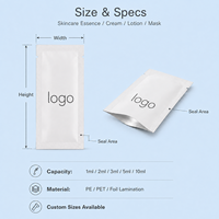 Sachet d'échantillon cosmétique scellé sur 3 côtés, pochette plate en plastique mat ou brillant, petit emballage pour soins de la peau