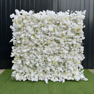 Mur de fleurs en tissu fait main pour décoration de mariage, toile de fond en tissu 8x8 pieds, décoration murale enroulable pour événements et fêtes - Product Image 2