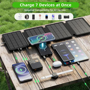 Charge rapide 22,5 W 5 V 20000 mAh, <span class=keywords><strong>batterie</strong></span> solaire pliable en 3 parties avec câbles intégrés pour téléphone portable, panneaux solaires portables d'extérieur - Product Image 3