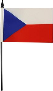 Bandera de Mesa de la República Checa 5'' X 8'' (21x14cm) - Material de Poliéster, Varilla y Base de Plástico Negro, Uso en Escritorio/Interior - Product Image 2