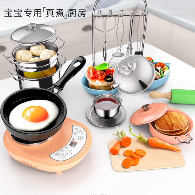 Миниатюрные кухонные игрушки, настоящий набор для приготовления пищи для детей, силиконовая антипригарная панель, Детская настоящая кухонная утварь, кухонная игрушка для детей