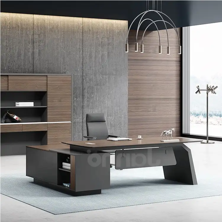 लक्जरी सीईओ प्रबंधक आधुनिक कार्यालय डेस्क कार्यालय फर्नीचर के लिए एल आकार का डिजाइन