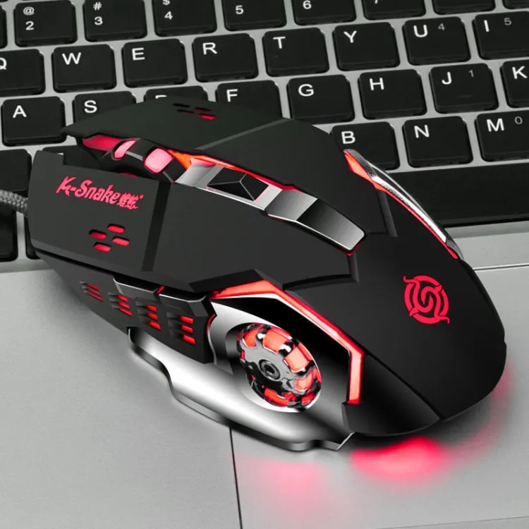 Best Price K-Snake Q5 4 Keys Metal Flywheel RGB Lighting Wired Mouse