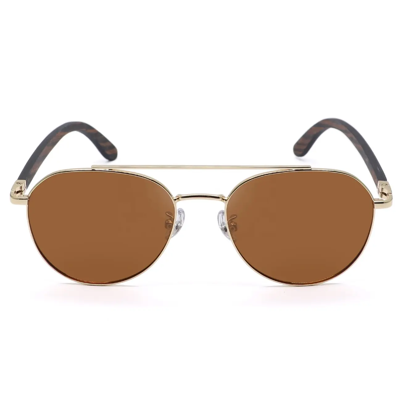 Designer Polarized Wooden Bamboo Sunglasses Flat Top Gold Mirror Custom Logo Sun Glasses Metal lunettes soleil Men Women 2022