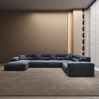 Sofá cama de nube de plumas blancas de lujo moderno, sofá modular en forma de U, sofá seccional