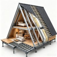 Maison préfabriquée en A, haute isolation, cabane modulaire triangulaire, résistante aux charges de neige, pour hôtel de glamping alpin
