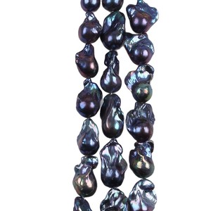 Perles d'eau douce naturelles de 15 à 19 mm, forme baroque, blanches, perles en vrac faites à la main, Zhuji, perles noires de Mars pour la fabrication de bijoux - Product Image 4