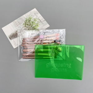 Sacchetti trasparenti in PVC di plastica con <span class=keywords><strong>chiusura</strong></span> <span class=keywords><strong>a</strong></span> <span class=keywords><strong>scatto</strong></span> in vinile richiudibile in PVC colorato trasparente personalizzato sfuso - Product Image 4