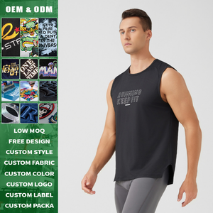 Camiseta sin mangas transpirable para hombre, verano 2026, con logo personalizado, ajuste relajado, chaleco que absorbe la humedad para maratón y entrenamiento físico - Product Image 3