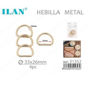 ILAN ห่วงโลหะรูปตัว D ขนาด 33x26 มม. 4 ชิ้น อุปกรณ์ฮาร์ดแวร์สำหรับกระเป๋าและเครื่องประดับ - Product Image 1