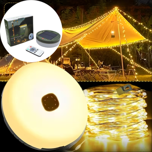 Guirlande lumineuse de camping rétractable, lanterne de camping solaire LED USB avec 8 modes d'éclairage étanches pour tente, camping-car, jardin, patio - Product Image 1