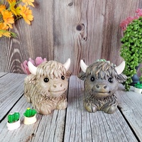 Pot de fleurs en résine mignon en forme de vache des Highlands, pot à succulentes, pot de fleurs en forme de vache écossaise, conteneur pour plantes artificielles en forme d'animal, pour la décoration de bureau, de la maison, cadeau