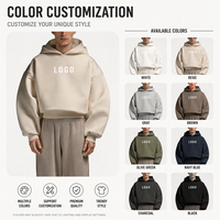 Sweat à capuche court et ample pour homme, coupe oversize, avec logo personnalisé OEM, en molleton épais brossé anti-boulochage, certifié OEKO-TEX