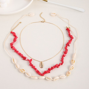 Collier superposé en coquillages avec pierres turquoise et coquillages cauris, collier bohème pour femmes, bijoux tendance - Product Image 3
