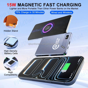 Batterie externe magnétique multi-appareils 3-en-1 ultra-mince haute capacité double capacité 5000/10000mAh avec protection complète NTC et charge sans fil 22.5W - Product Image 2