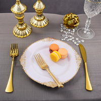 Assiettes de présentation en plastique royal antique blanc noir or bord rose fêtes de mariage restaurants-accessoires de dîner jetables