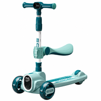 Trottinette pliable 3-en-1 à trois roues pour enfants de 3 à 6 ans, populaire en extérieur, en plastique, avec siège réglable en hauteur, lumière intégrée, design moderne