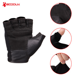 Fitness Gloves <b>Half</b> Finger Leather Breathable Non <b>Slip</b> For Weight Lifting Unisex Black Smlxl - Product Image 5