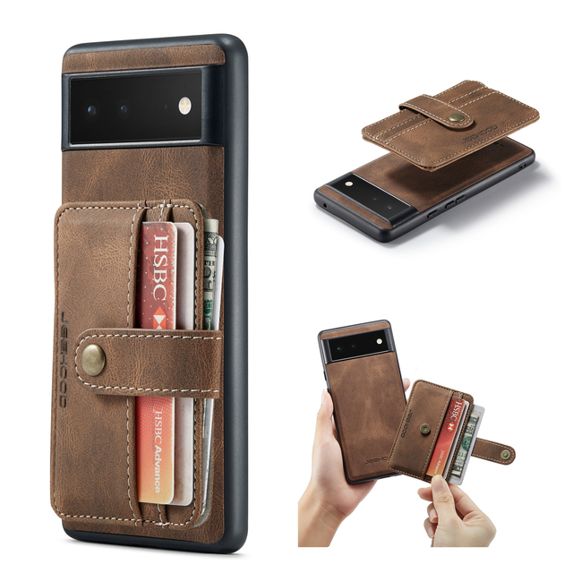Magnetic Mobile Phone Leather Cover for Google Pixel 7 7 Pro 6 6pro 5A for iphone 13 Card Holder Wireless Charger Phone Case