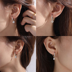 Pendientes de tuerca de moissanita VVS GRA de corte redondo con diseño de cola de pez de líneas simples, rellenos de oro de 14K, joyería de uso diario para mujer - Product Image 5