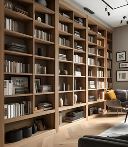 <span class=keywords><strong>Libreria</strong></span> Moderna in Legno con Anta a Scomparsa per Ufficio Domestico e Biblioteca, Mobile Contenitore per Soggiorno - Product Image 3