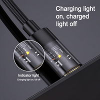 Câble de charge rapide USB A vers Type C 100W 6A, cordon de chargeur tressé avec indicateur lumineux et arrêt intelligent