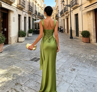 Robe de soirée longue à nœud sur le devant en Spandex/Polyester, style européen, nouvelle collection, haute qualité, sexy, pour femme