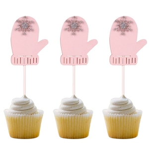 Decoraciones para Fiesta de Navidad, Juego de Adornos de Papel con Forma de Copo de Nieve y Guante de Invierno para Pasteles, Decoración para Fiestas de Cumpleaños y Buffets - Product Image 2