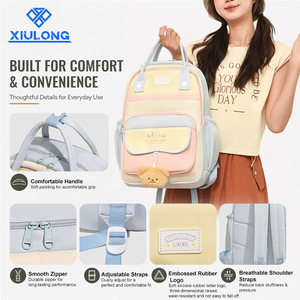 Mochila Escolar Coreana Estilo Crema para Niñas, Gran Capacidad, Impermeable, de Nailon, con Asa Suave, para el Campus - Product Image 4