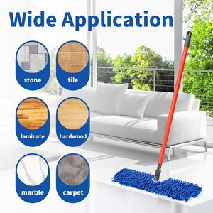Recharges de serpillière à essorage coulissant en aluminium compatibles avec la serpillière <span class=keywords><strong>Cedar</strong></span>, tête de serpillière plate pour poussière, utilisation sèche et humide, en chenille - Product Image 5
